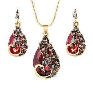 Bohemian 18K Gold-plated Crystal Jewelry (Red)